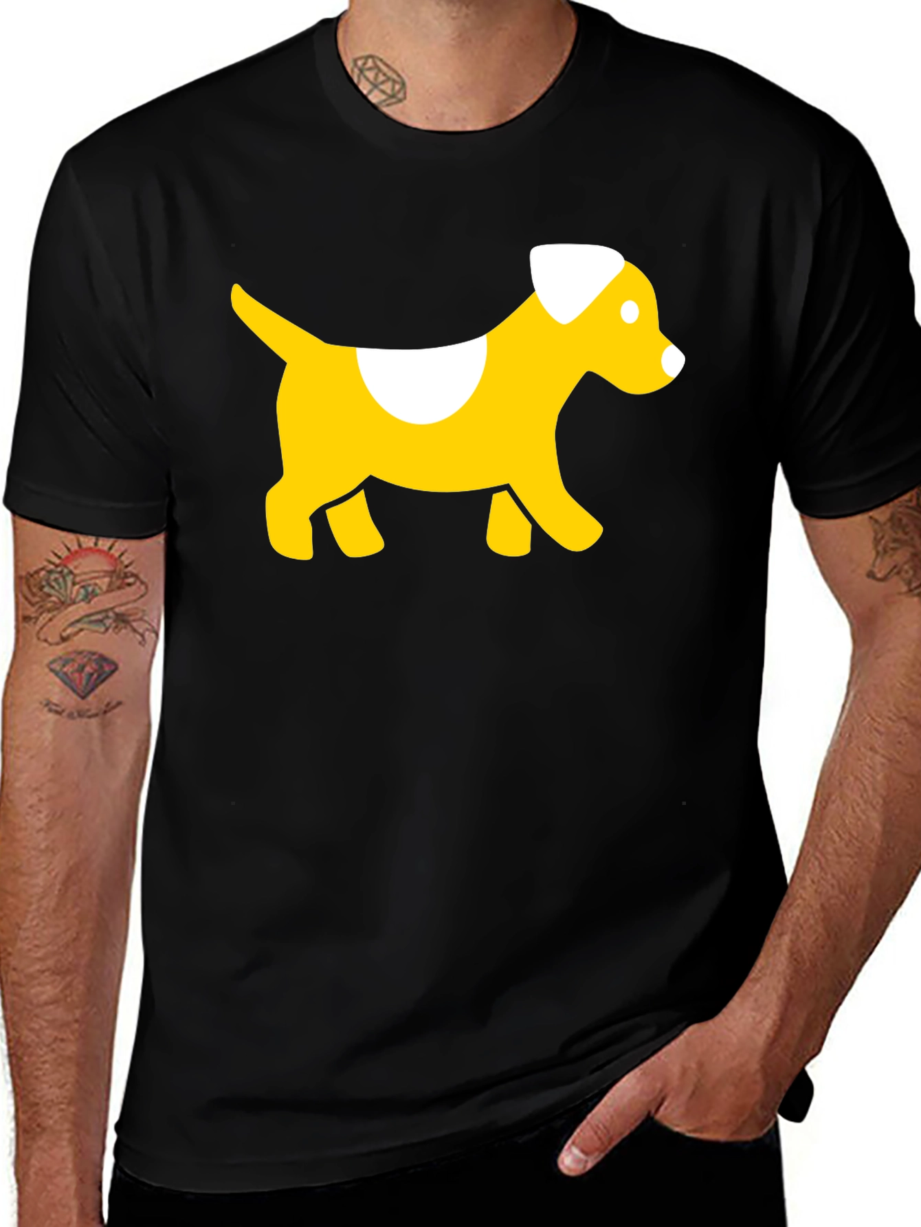 Cute Dog Graphic Tee - Black Cotton T-Shirt