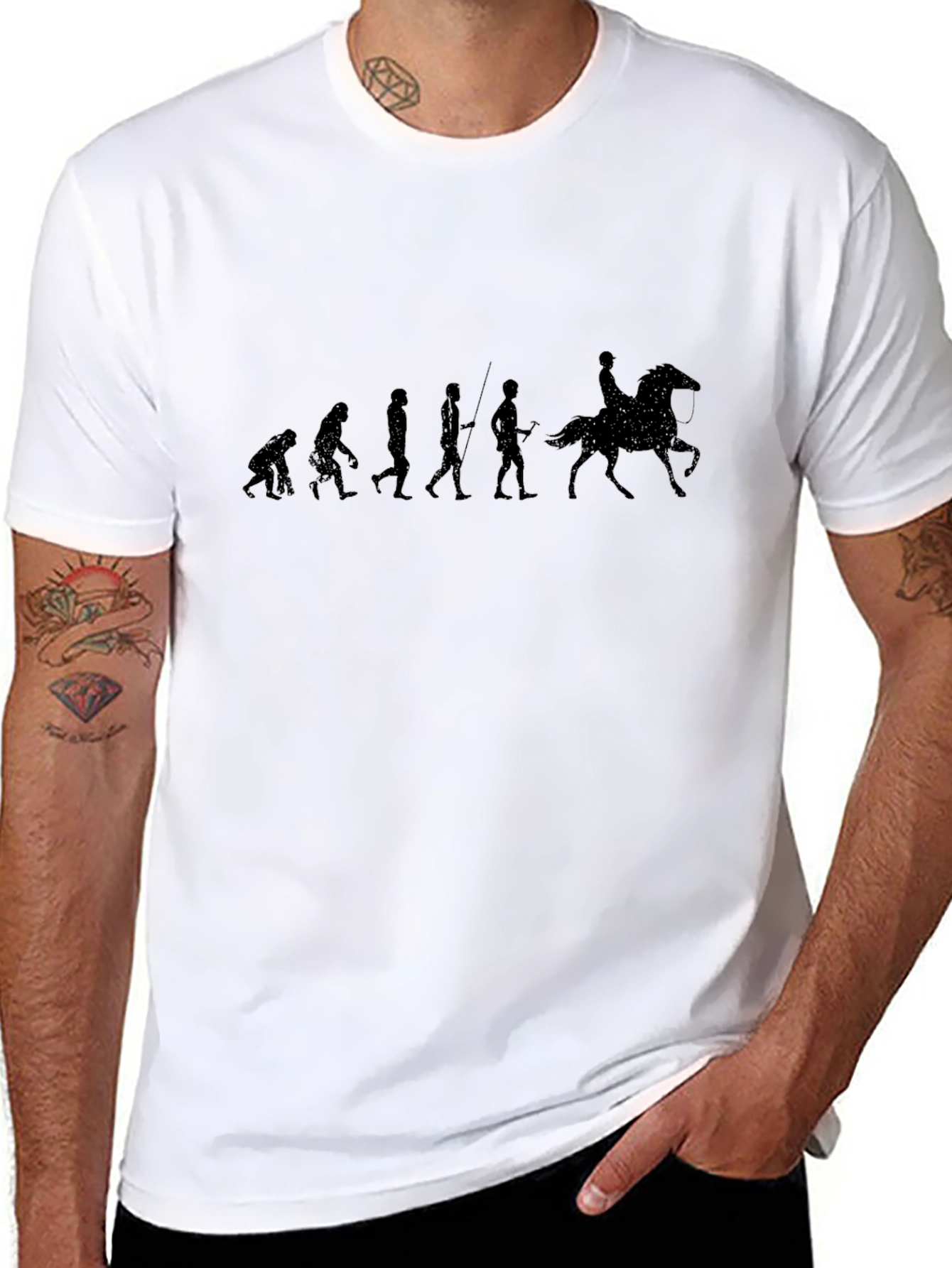 Evolution of Horse Riding Black T-Shirt