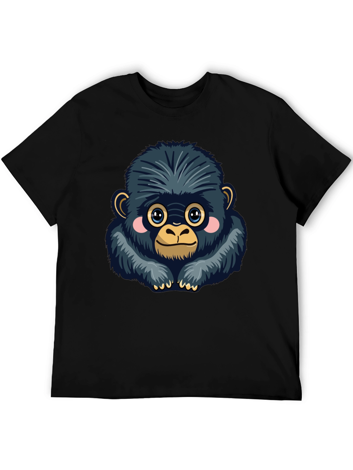 Cute Gorilla Graphic Tee - Soft Black Cotton