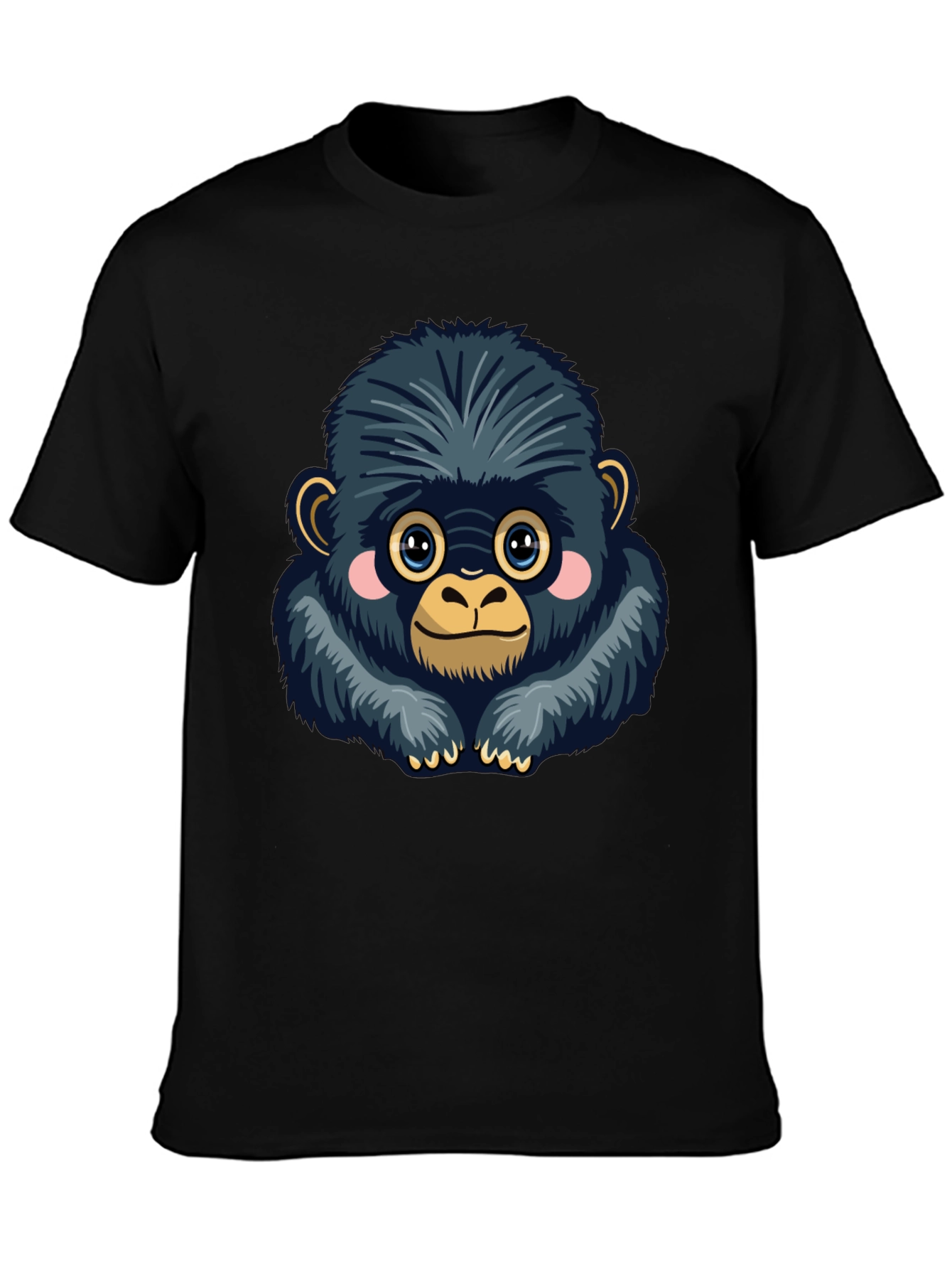 Cute Gorilla Graphic Tee - Soft Black Cotton