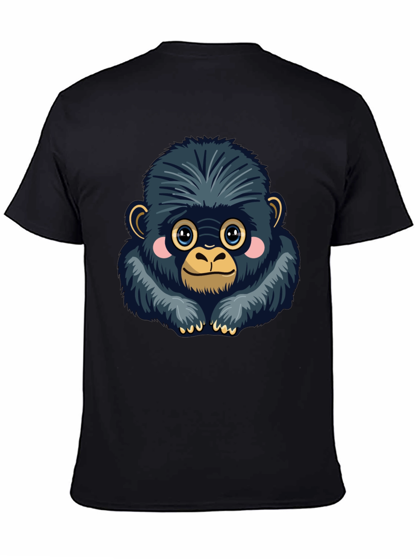 Cute Gorilla Graphic Tee - Soft Black Cotton