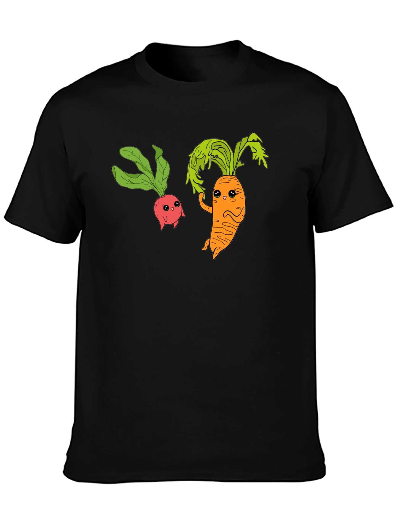 Cartoon Veggie T-Shirt: Radish & Carrot Friends