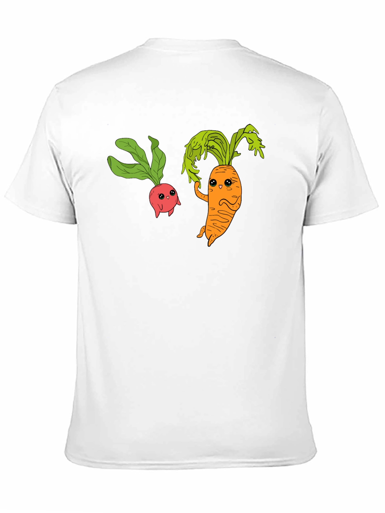 Cartoon Veggie T-Shirt: Radish & Carrot Friends