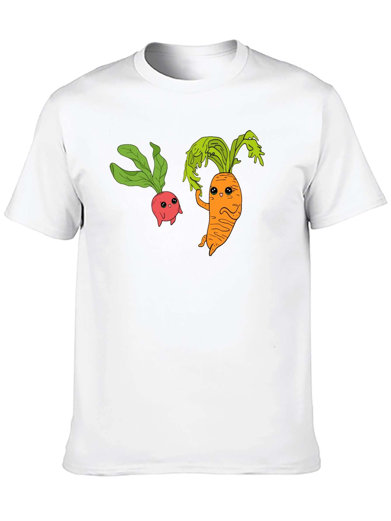 Cartoon Veggie T-Shirt: Radish & Carrot Friends