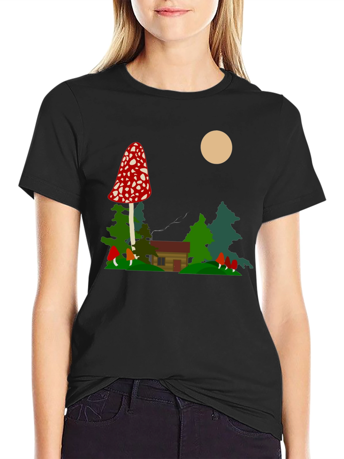 Mushroom Cabin Graphic Tee - Nature Lovers T-Shirt