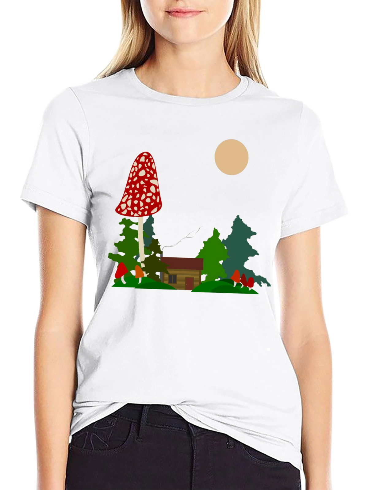 Mushroom Cabin Graphic Tee - Nature Lovers T-Shirt