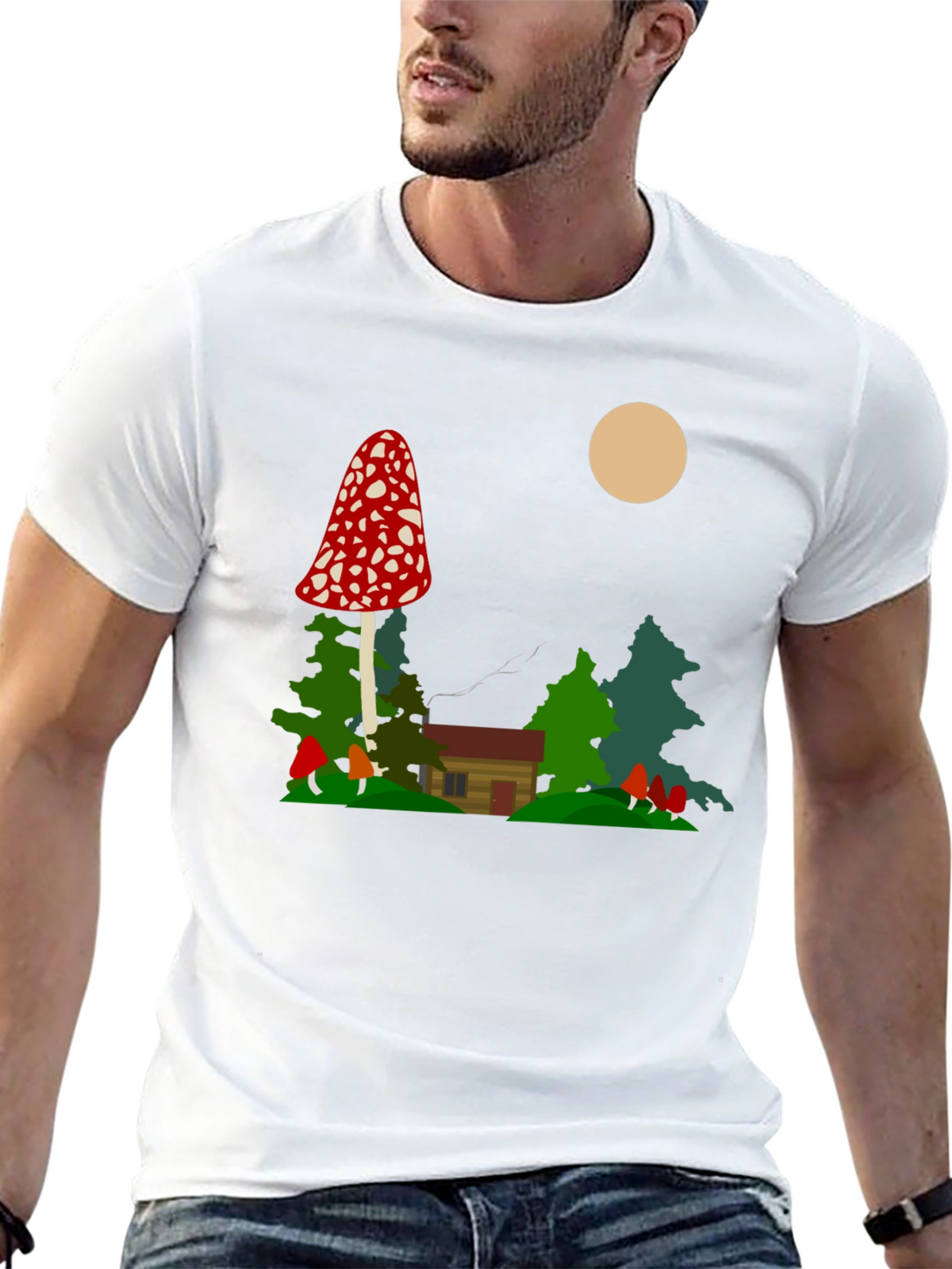Mushroom Cabin Graphic Tee - Nature Lovers T-Shirt