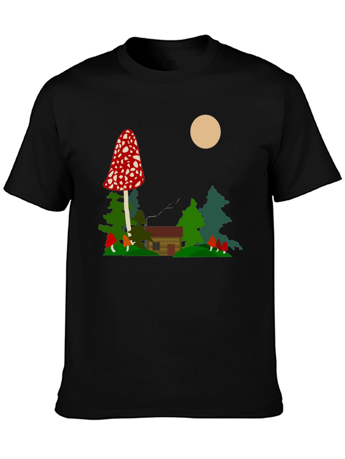 Mushroom Cabin Graphic Tee - Nature Lovers T-Shirt