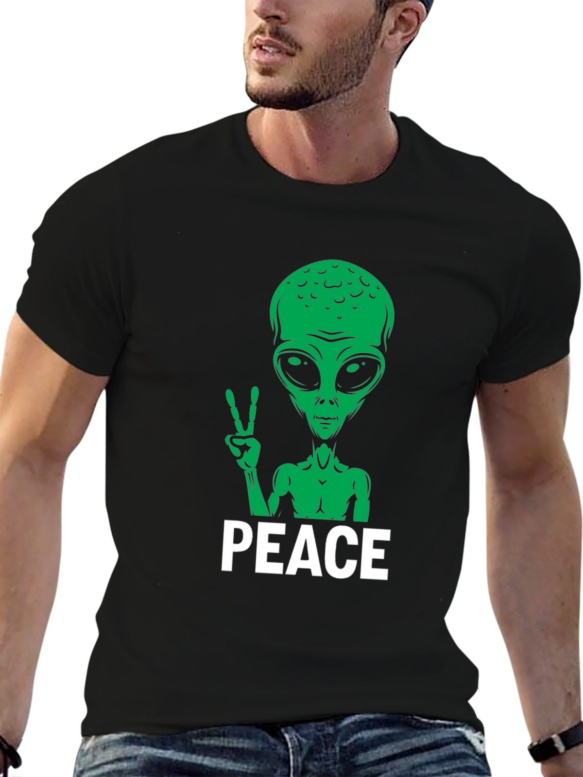 Peace Alien Graphic Tee - Black