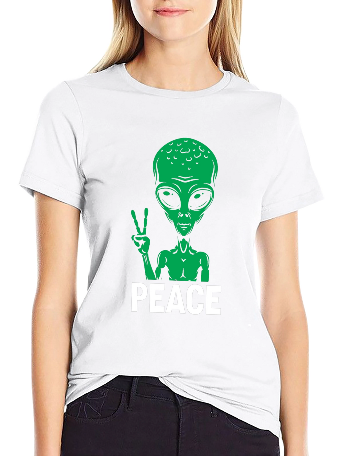 Peace Alien Graphic Tee - Black