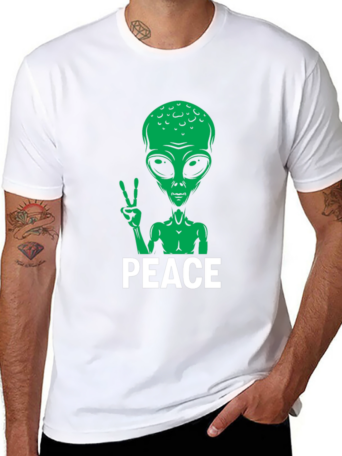 Peace Alien Graphic Tee - Black