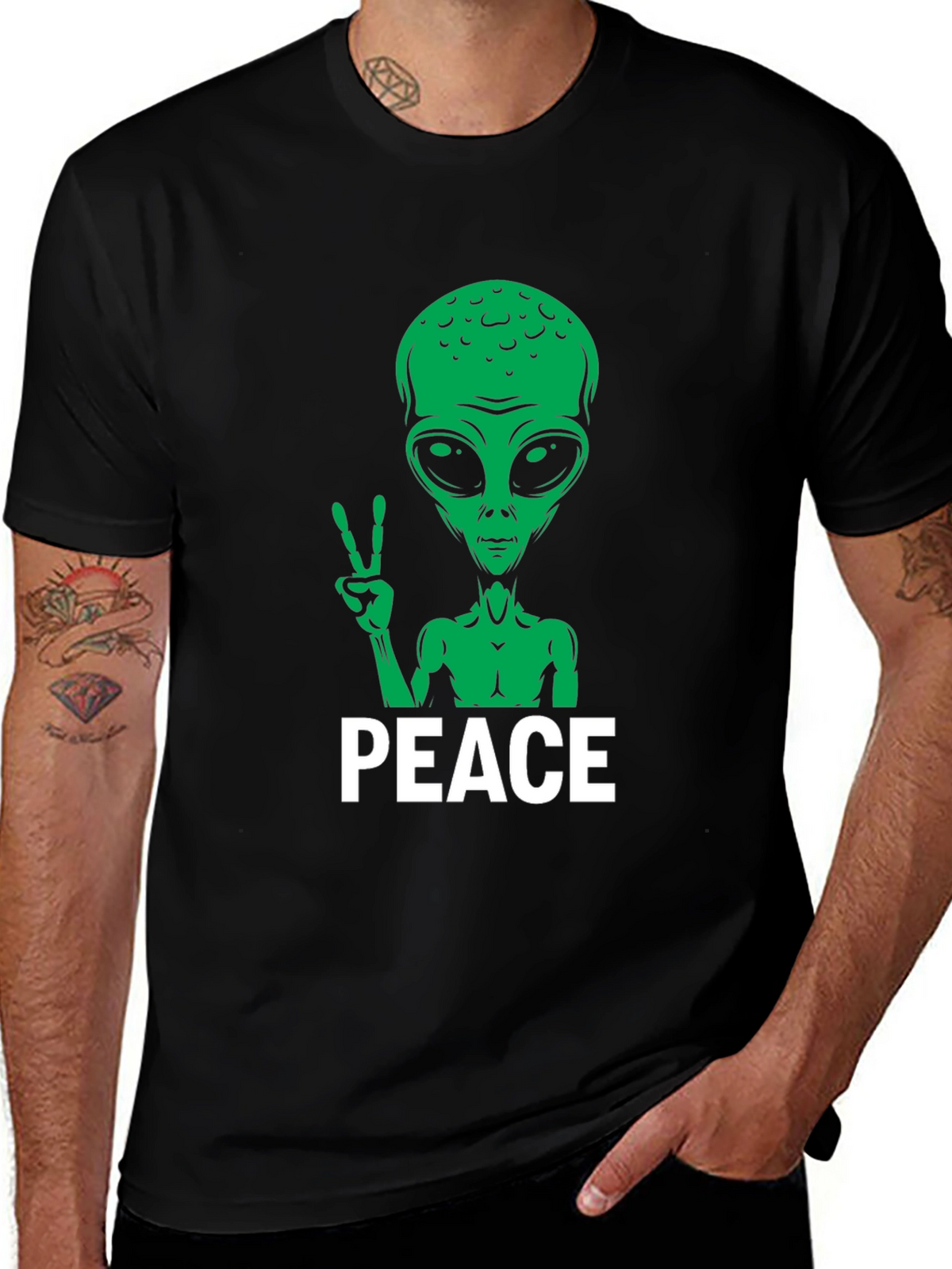 Peace Alien Graphic Tee - Black