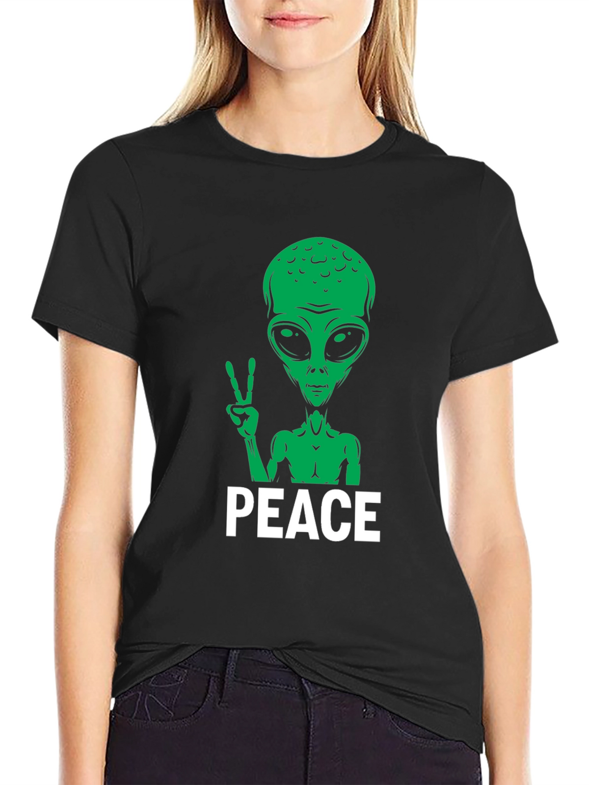 Peace Alien Graphic Tee - Black