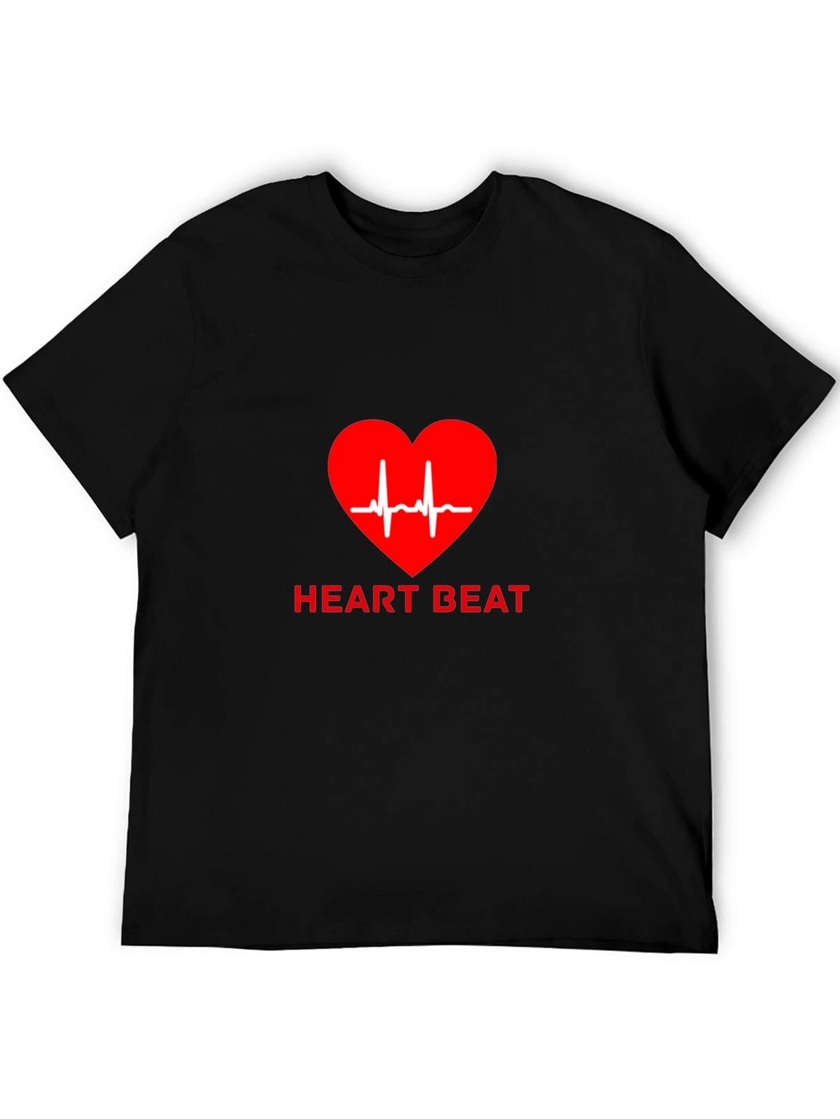 Heartbeat Graphic Tee - Black Casual T-Shirt