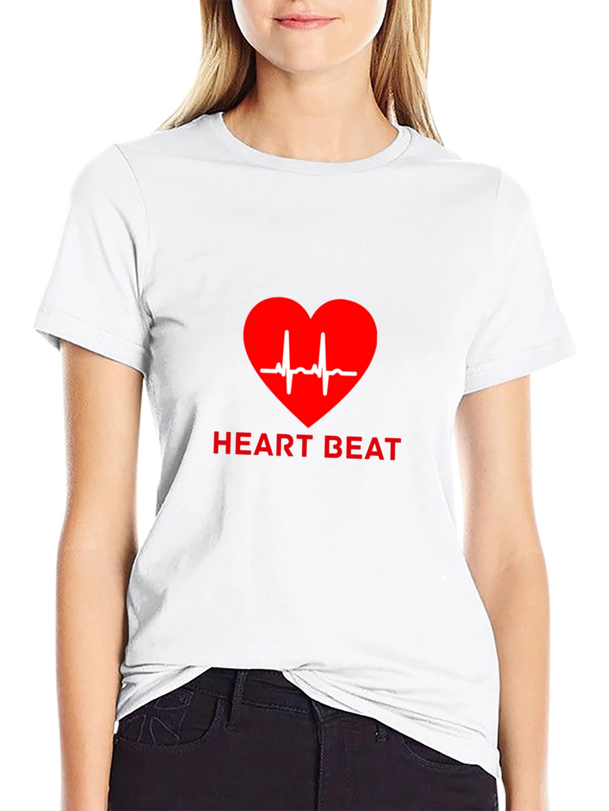 Heartbeat Graphic Tee - Black Casual T-Shirt