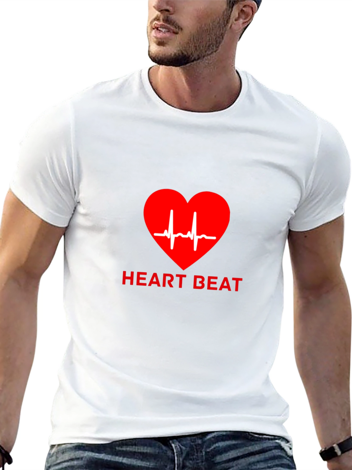 Heartbeat Graphic Tee - Black Casual T-Shirt