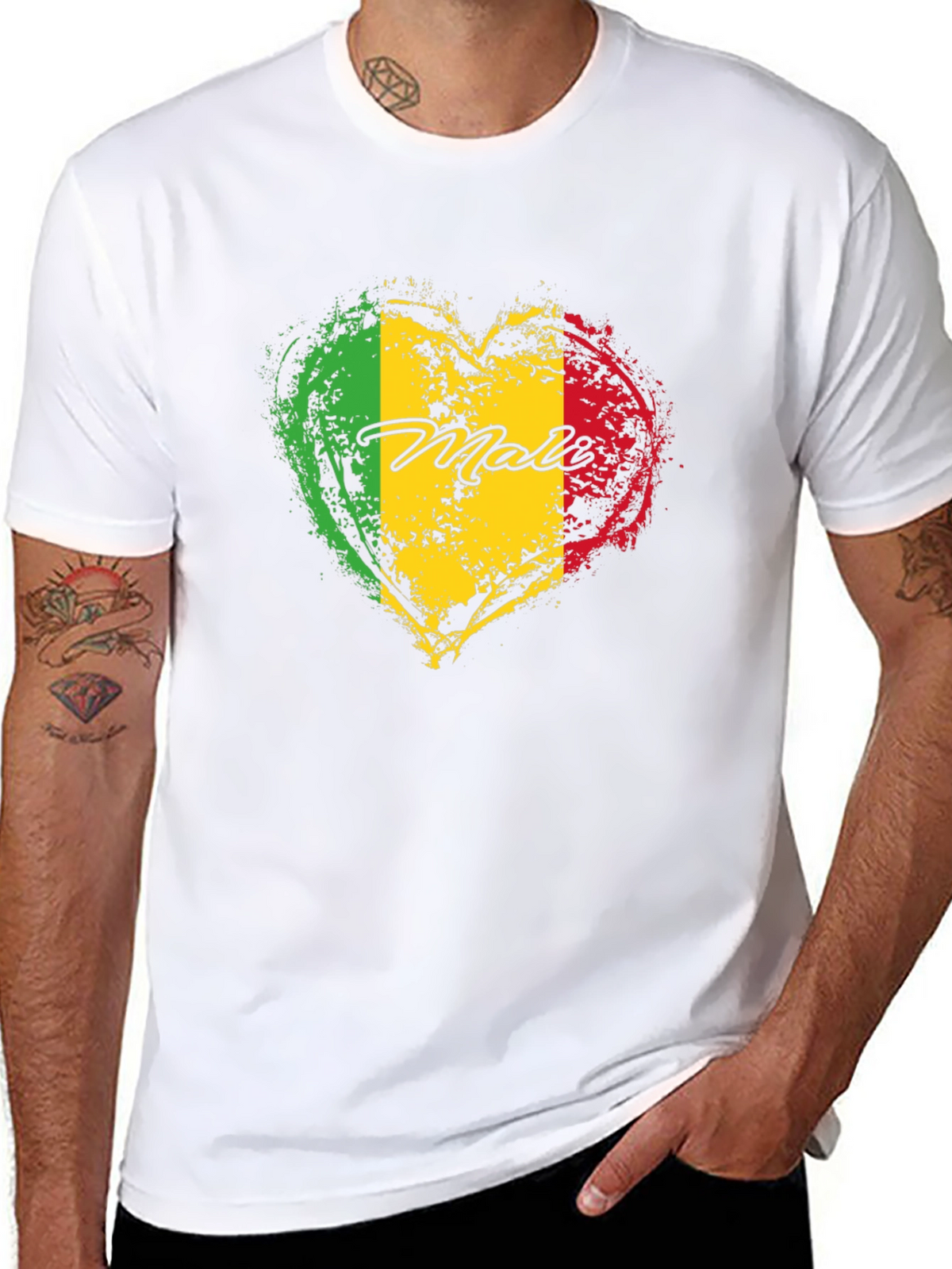 Mali Flag Heart T-Shirt - Black Cotton Tee