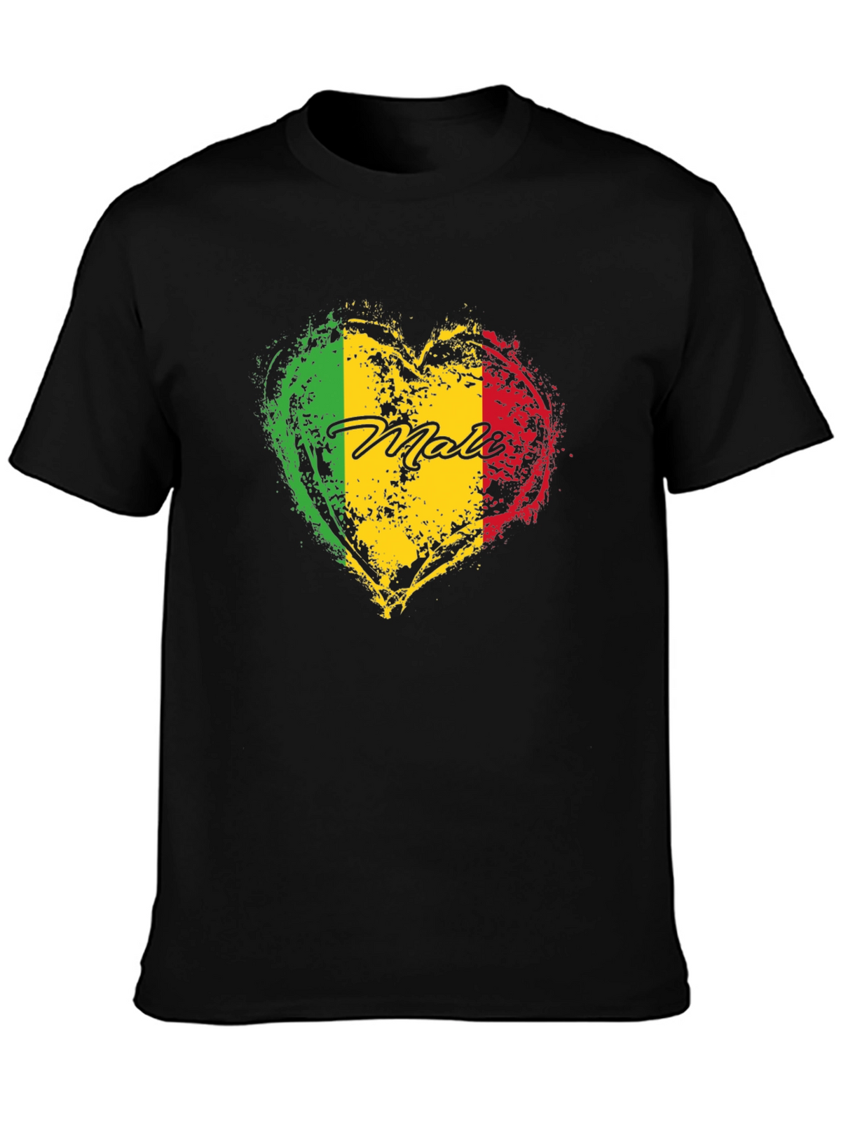 Mali Flag Heart T-Shirt - Black Cotton Tee