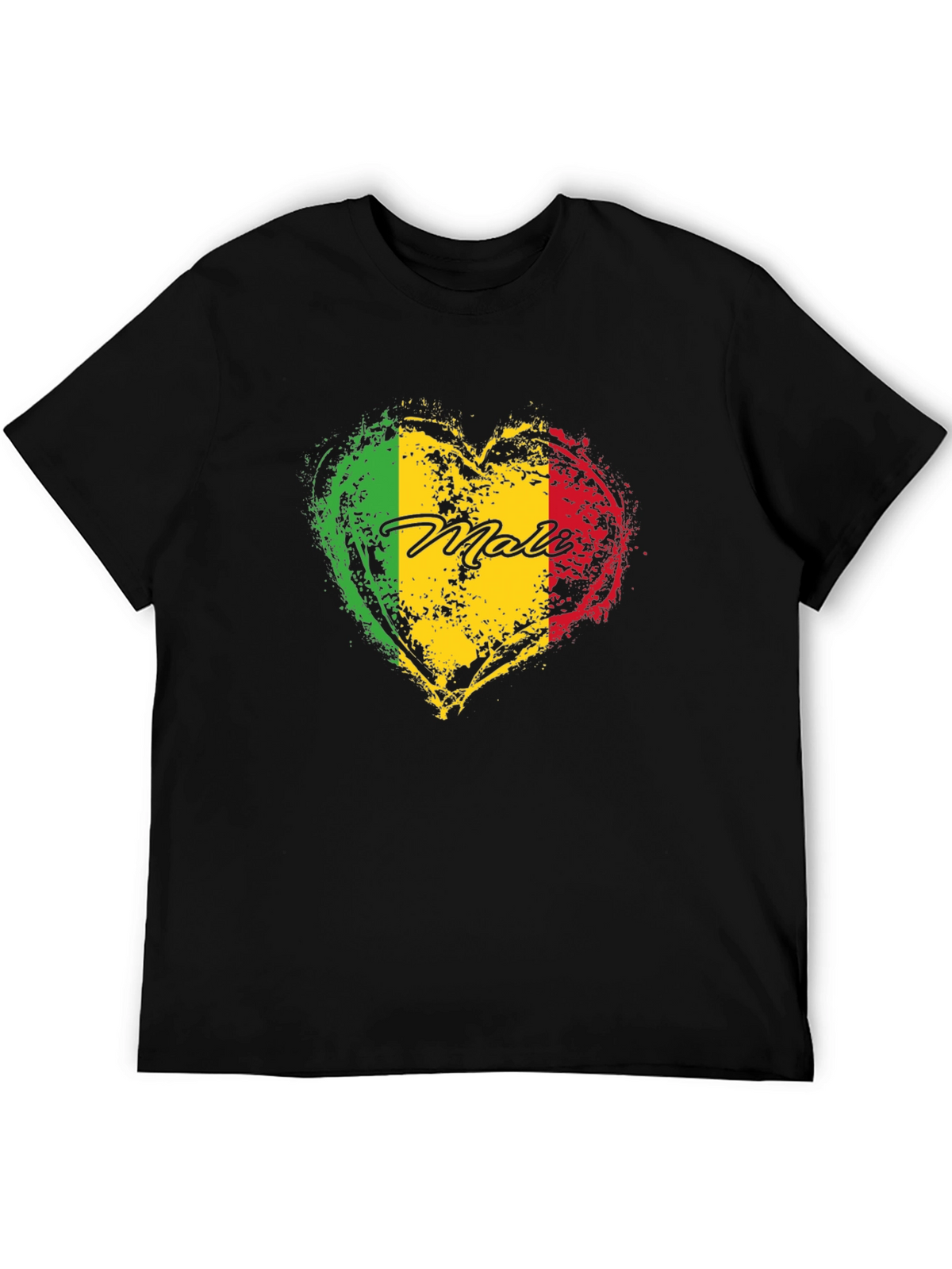 Mali Flag Heart T-Shirt - Black Cotton Tee