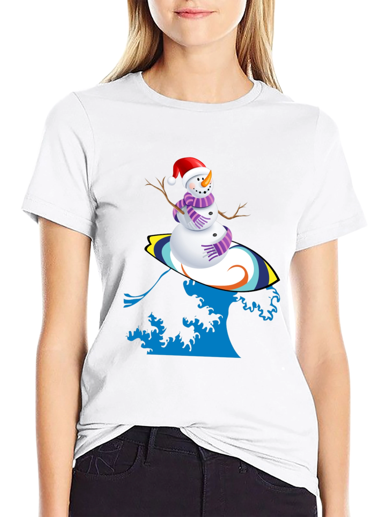 Surfing Snowman Graphic Tee