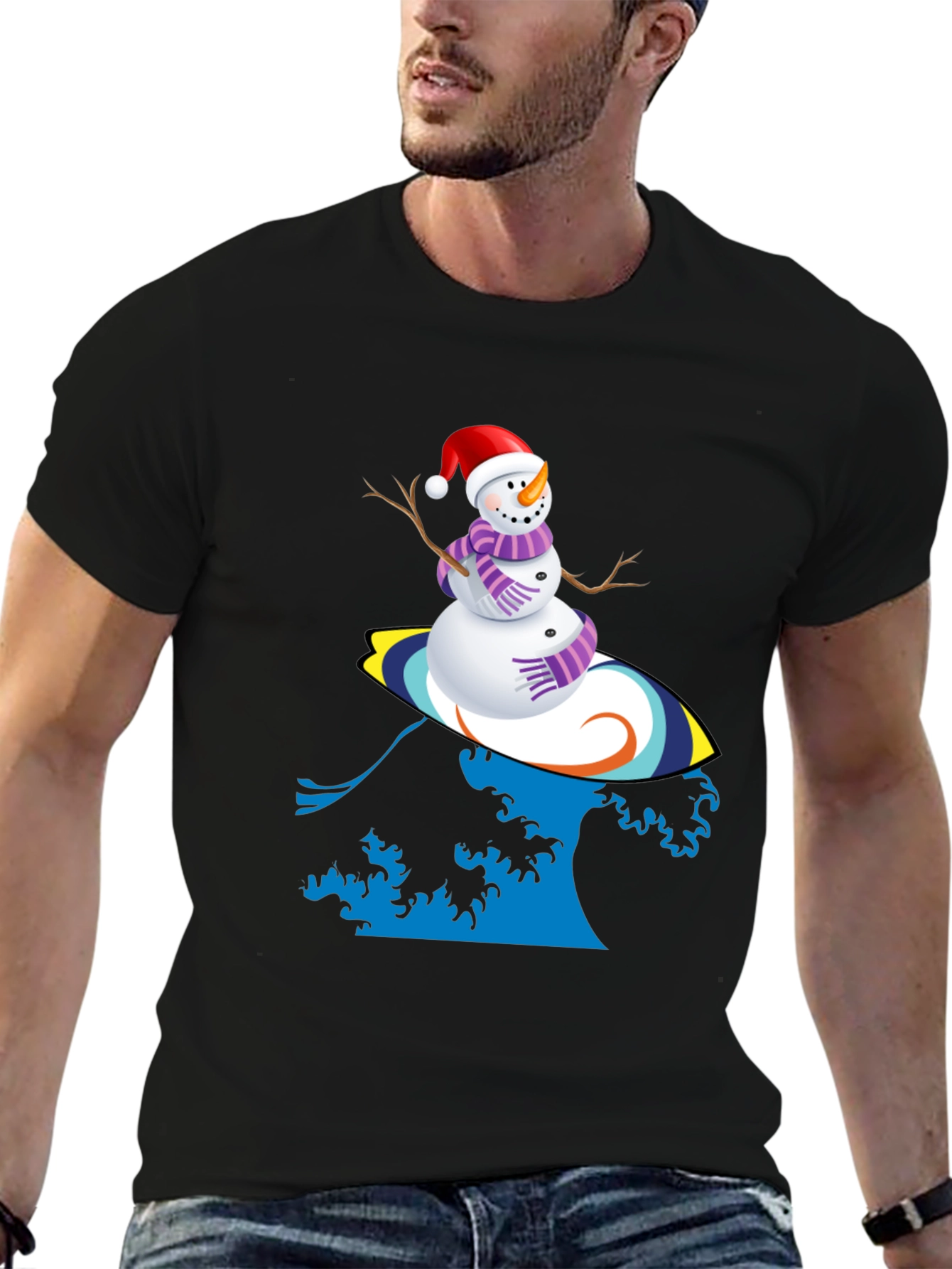 Surfing Snowman Graphic Tee