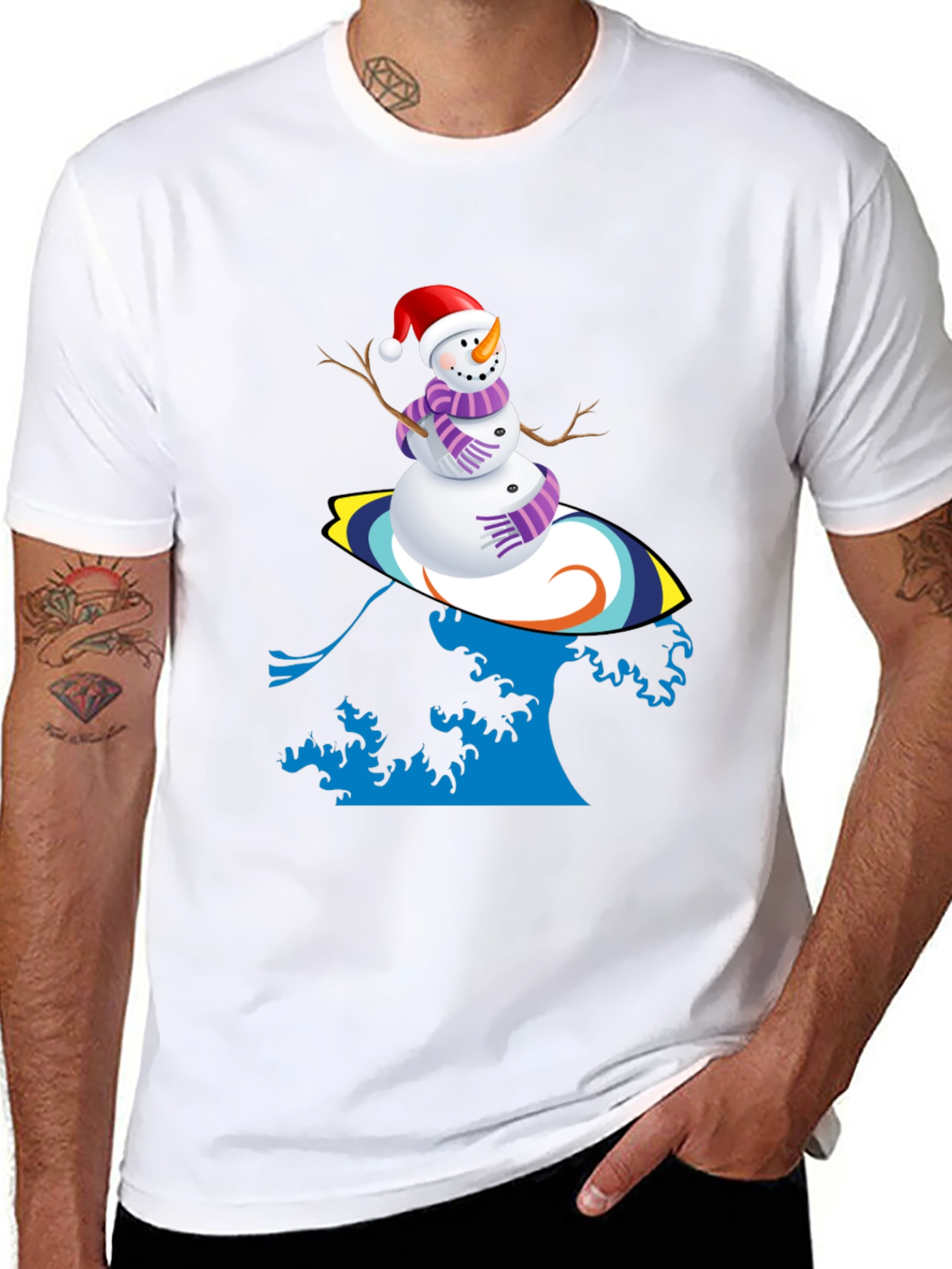 Surfing Snowman Graphic Tee