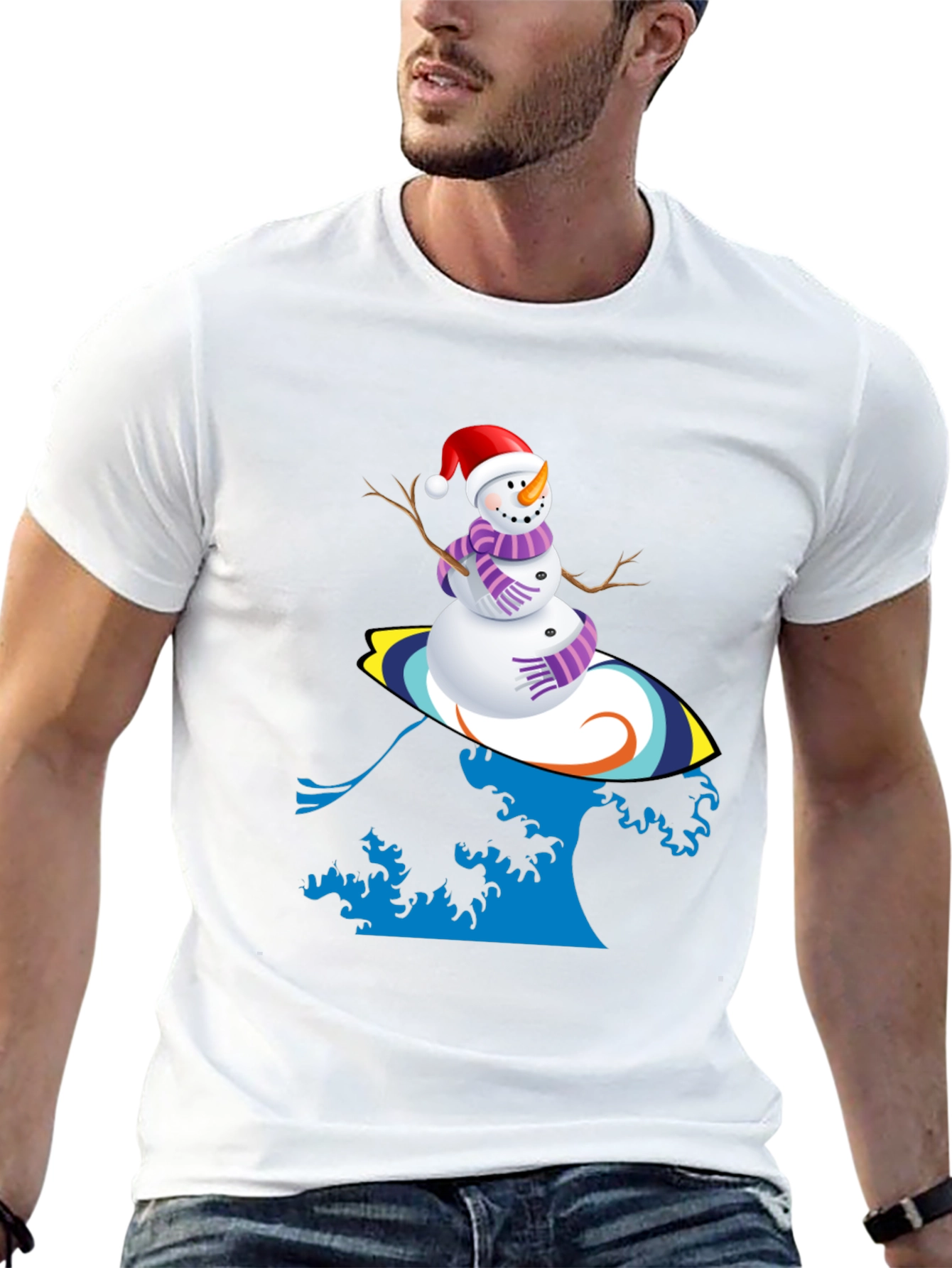 Surfing Snowman Graphic Tee