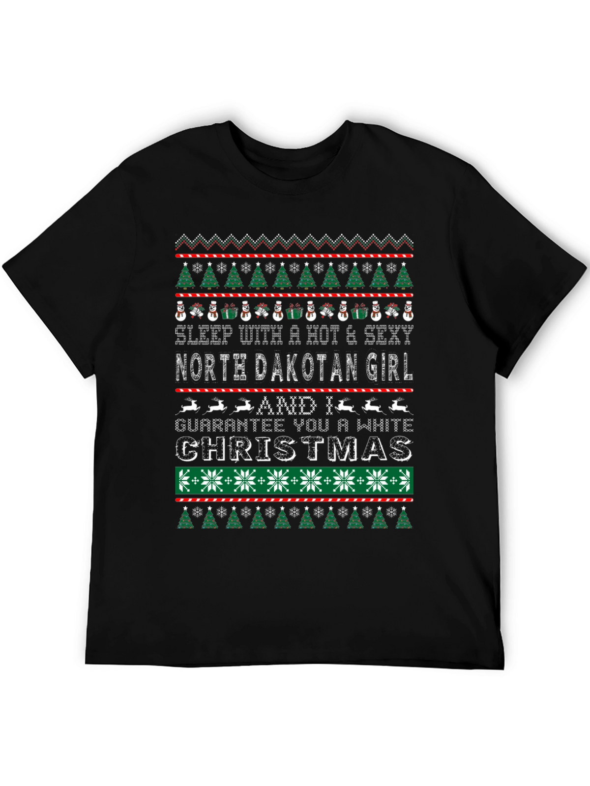North Dakota Girl White Christmas Novelty Graphic Tee
