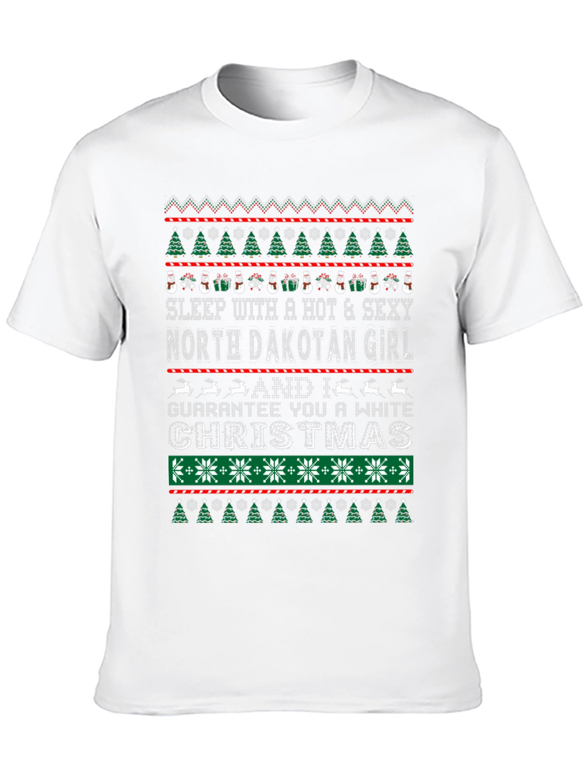 North Dakota Girl White Christmas Novelty Graphic Tee