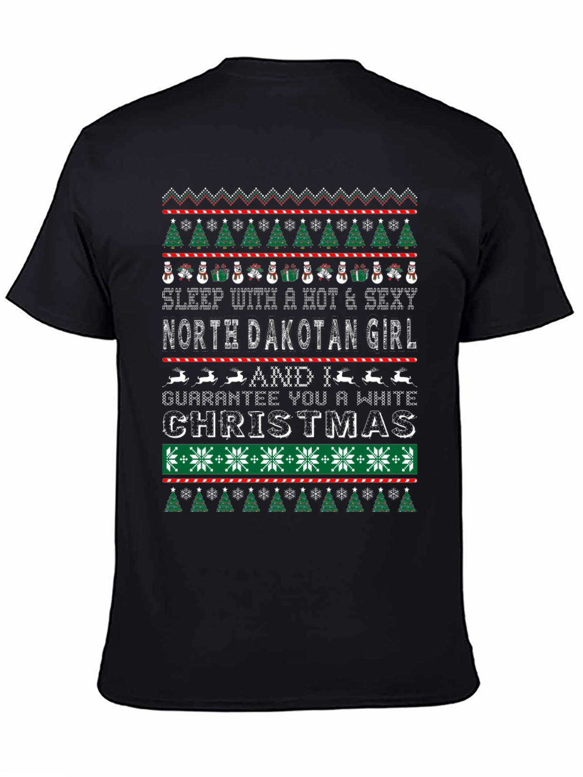 North Dakota Girl White Christmas Novelty Graphic Tee