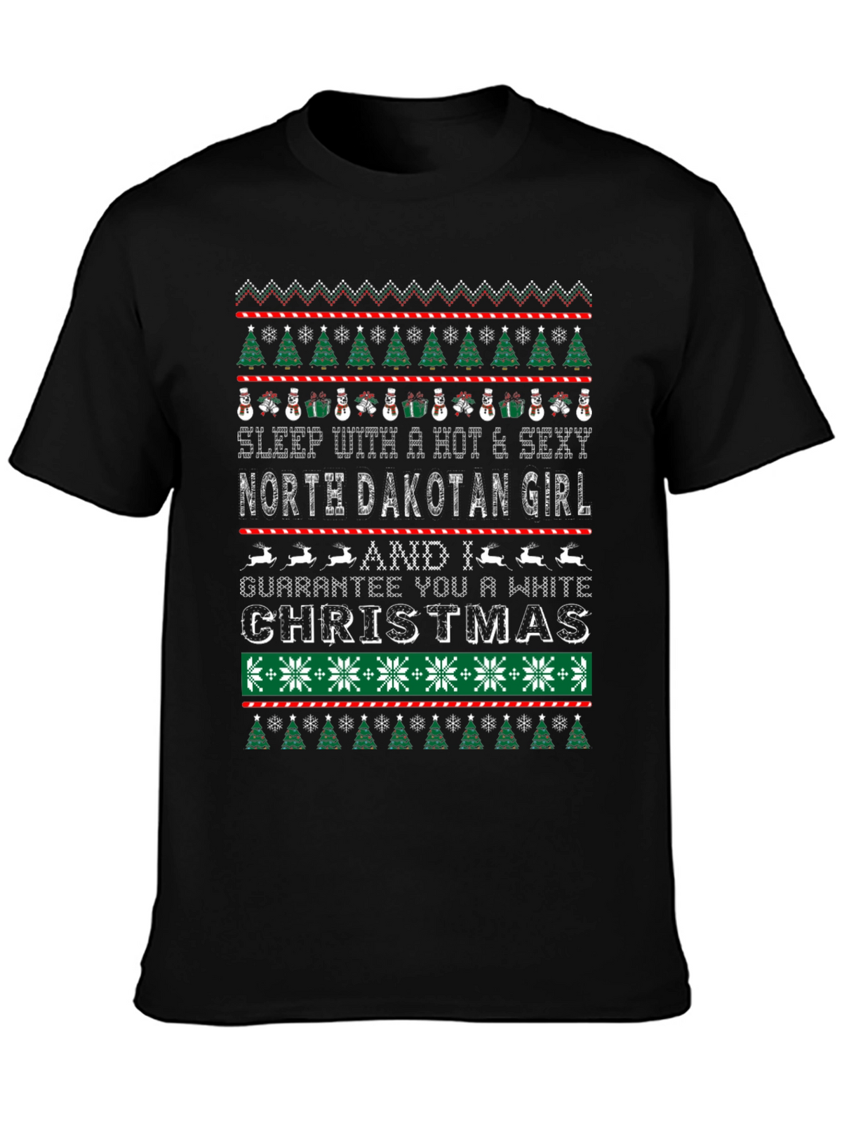North Dakota Girl White Christmas Novelty Graphic Tee