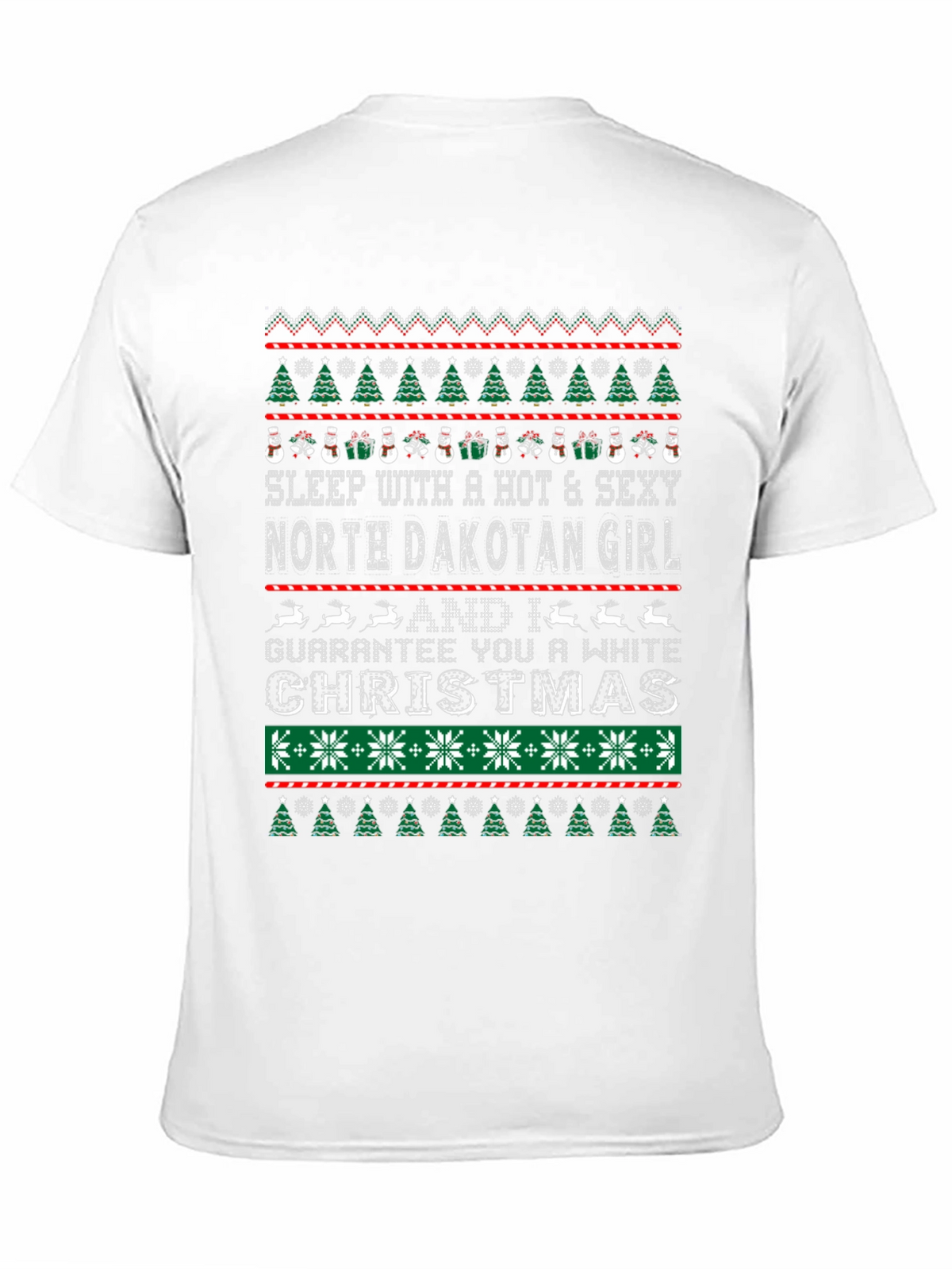 North Dakota Girl White Christmas Novelty Graphic Tee