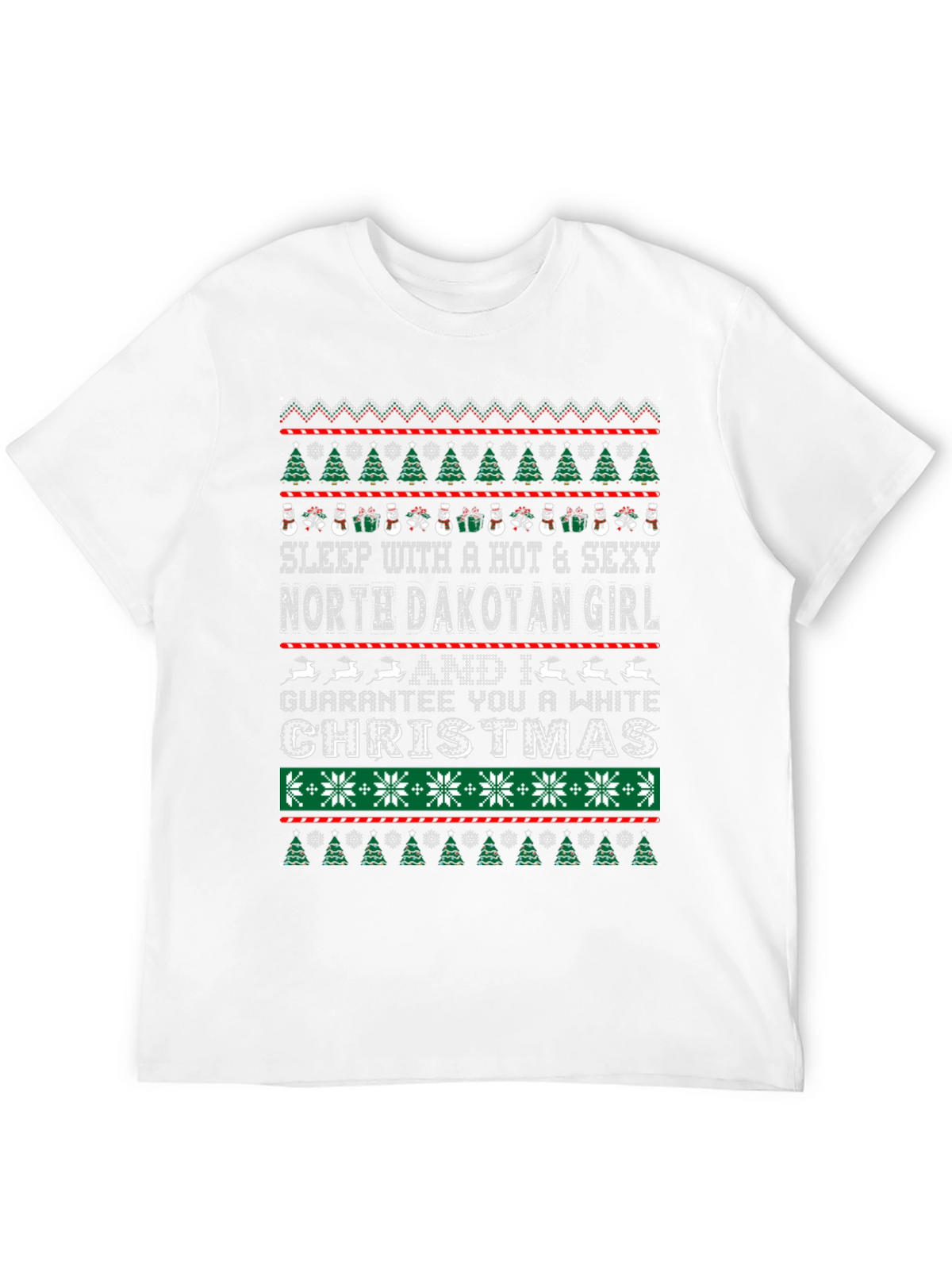 North Dakota Girl White Christmas Novelty Graphic Tee