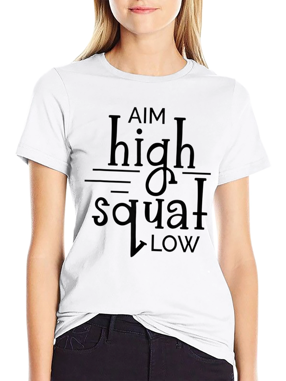 Aim High Squat Low T-Shirt - Black Gym Motivation
