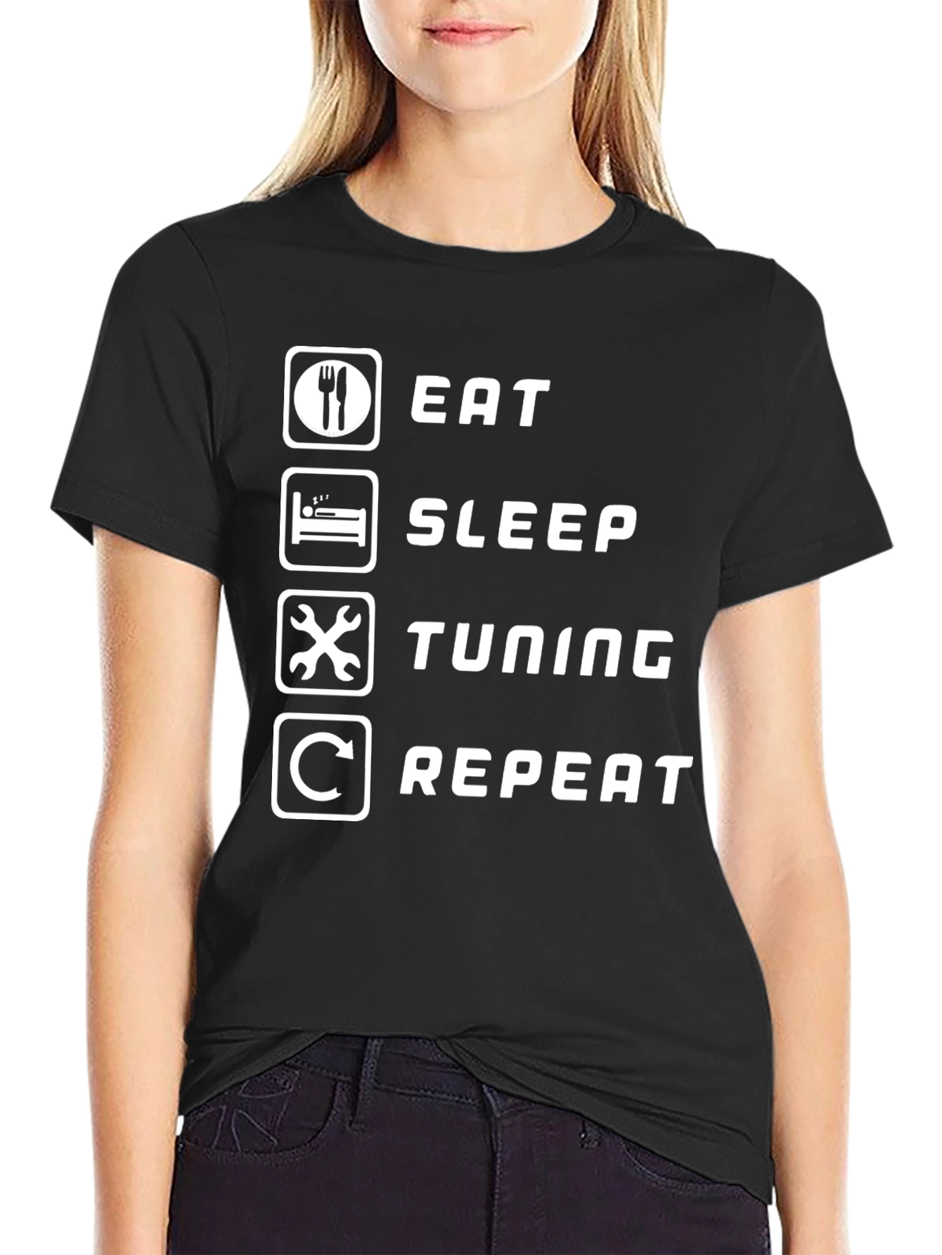 Eat Sleep Tuning Repeat Graphic Tee - Black T-Shirt