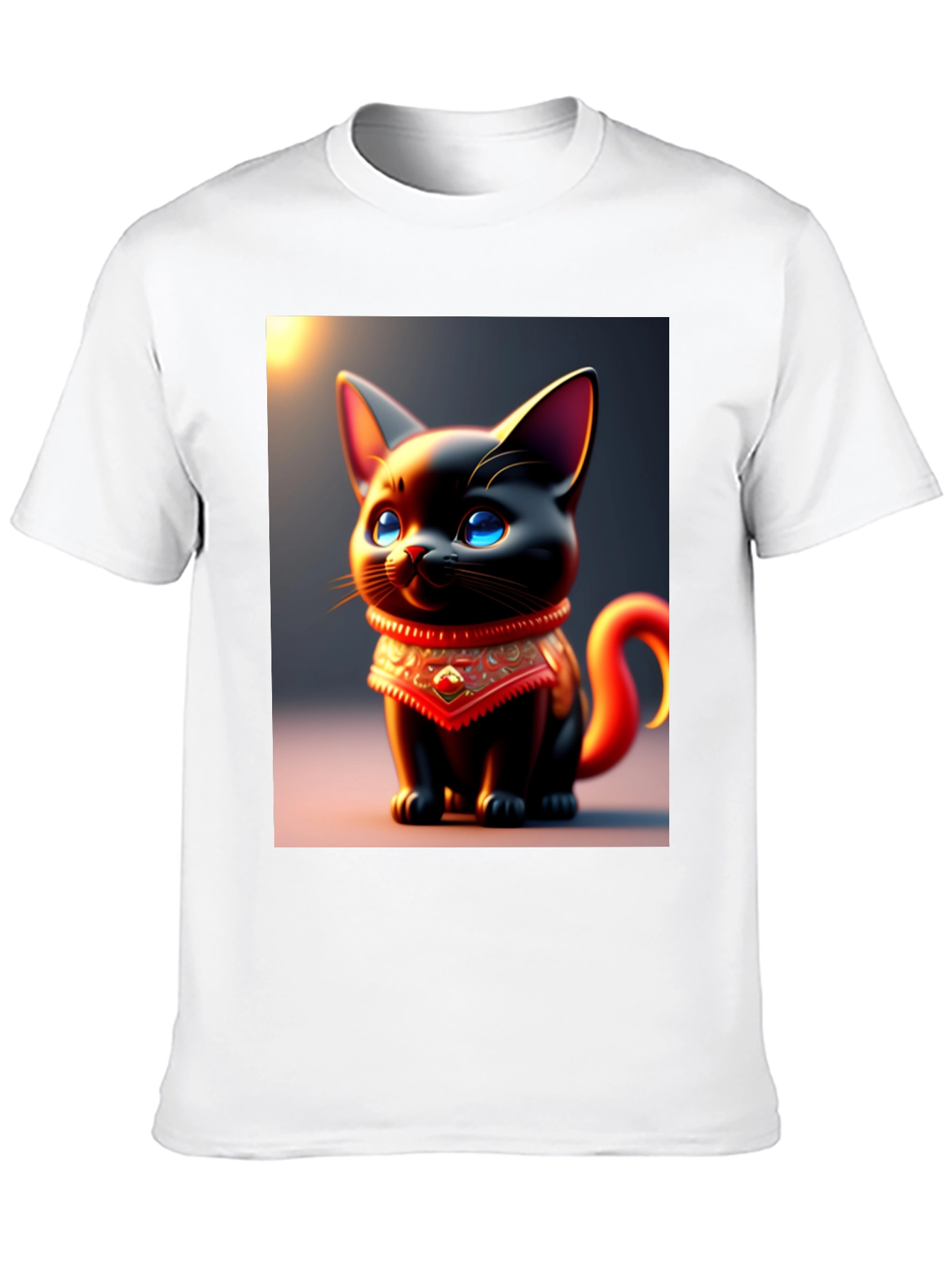 Cute Cartoon Cat Black T-Shirt