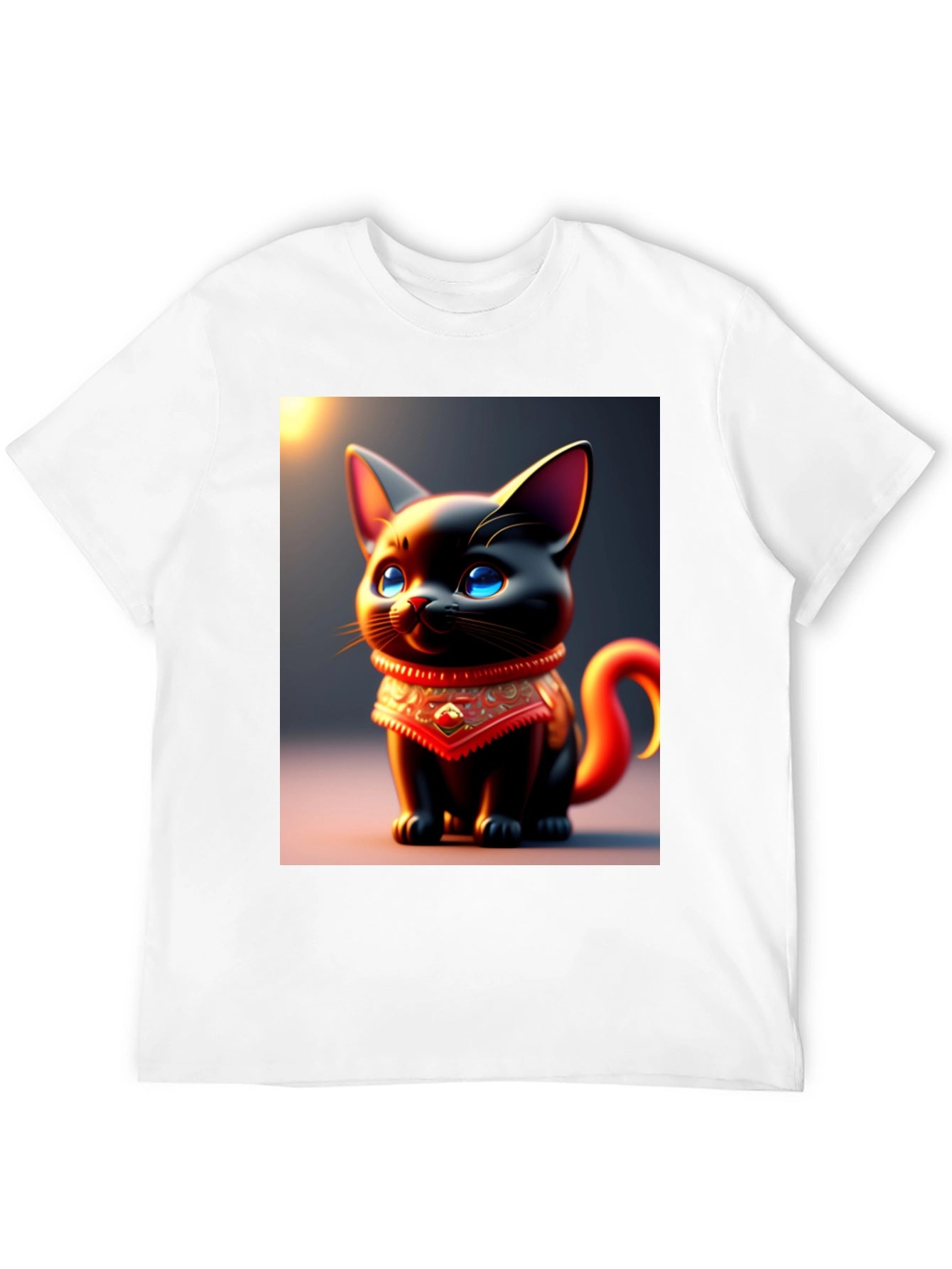 Cute Cartoon Cat Black T-Shirt