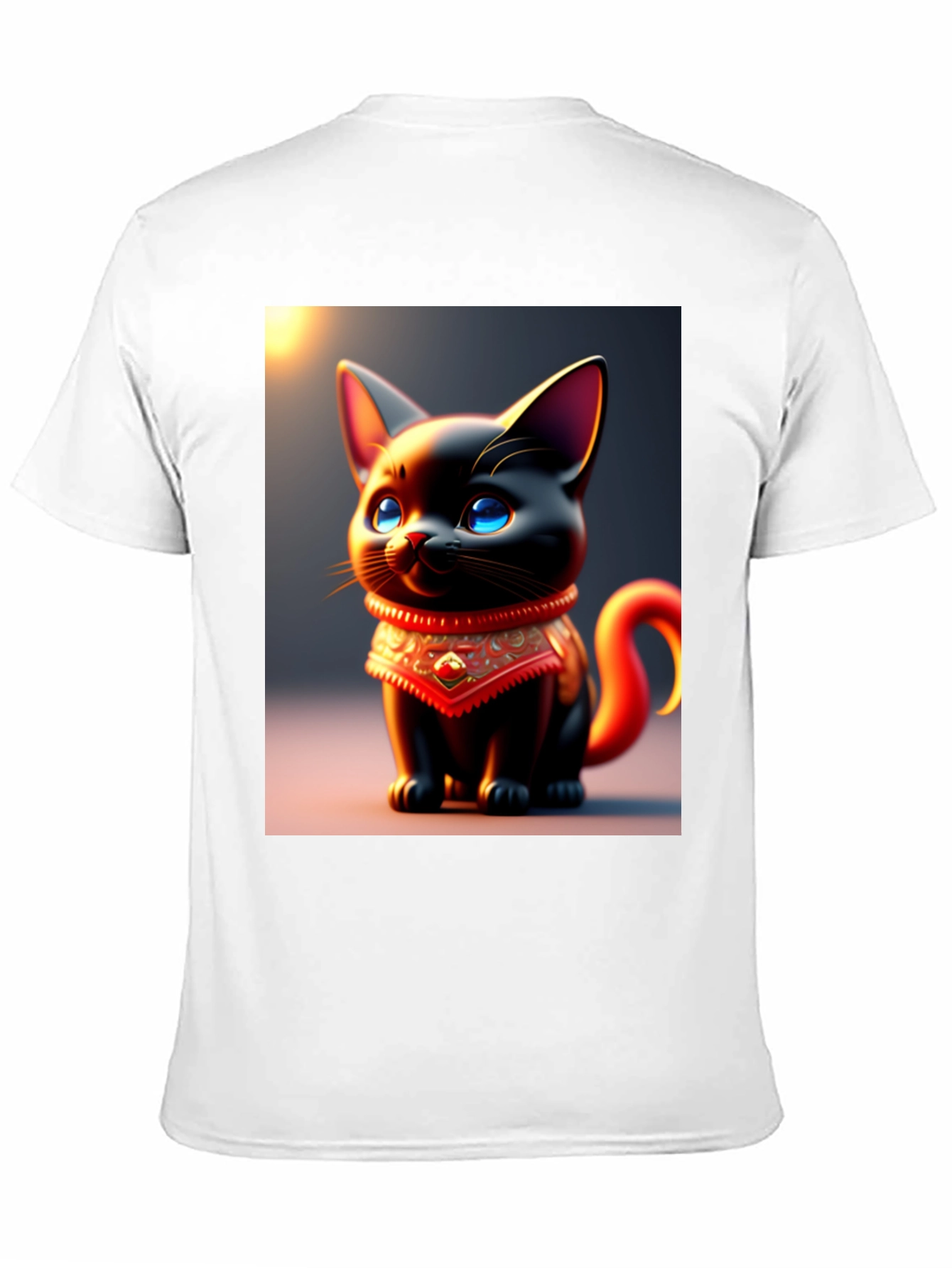 Cute Cartoon Cat Black T-Shirt