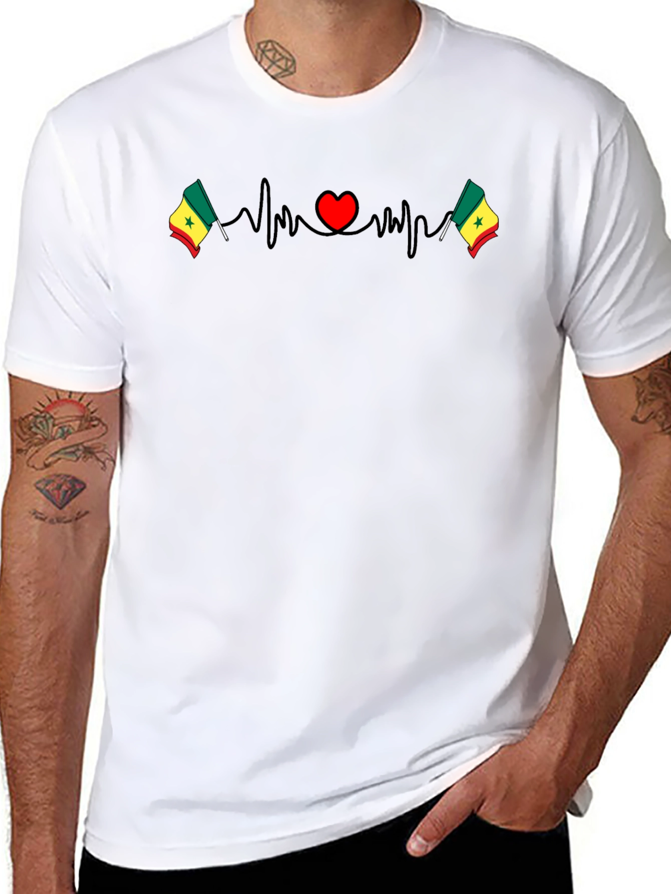 Senegal Flag Heartbeat T-Shirt