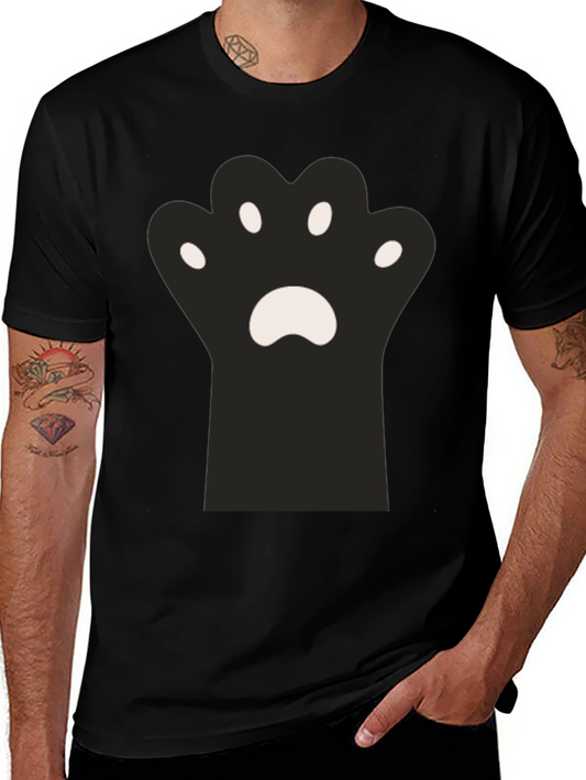 Cute Cat Paw Print Black T-Shirt