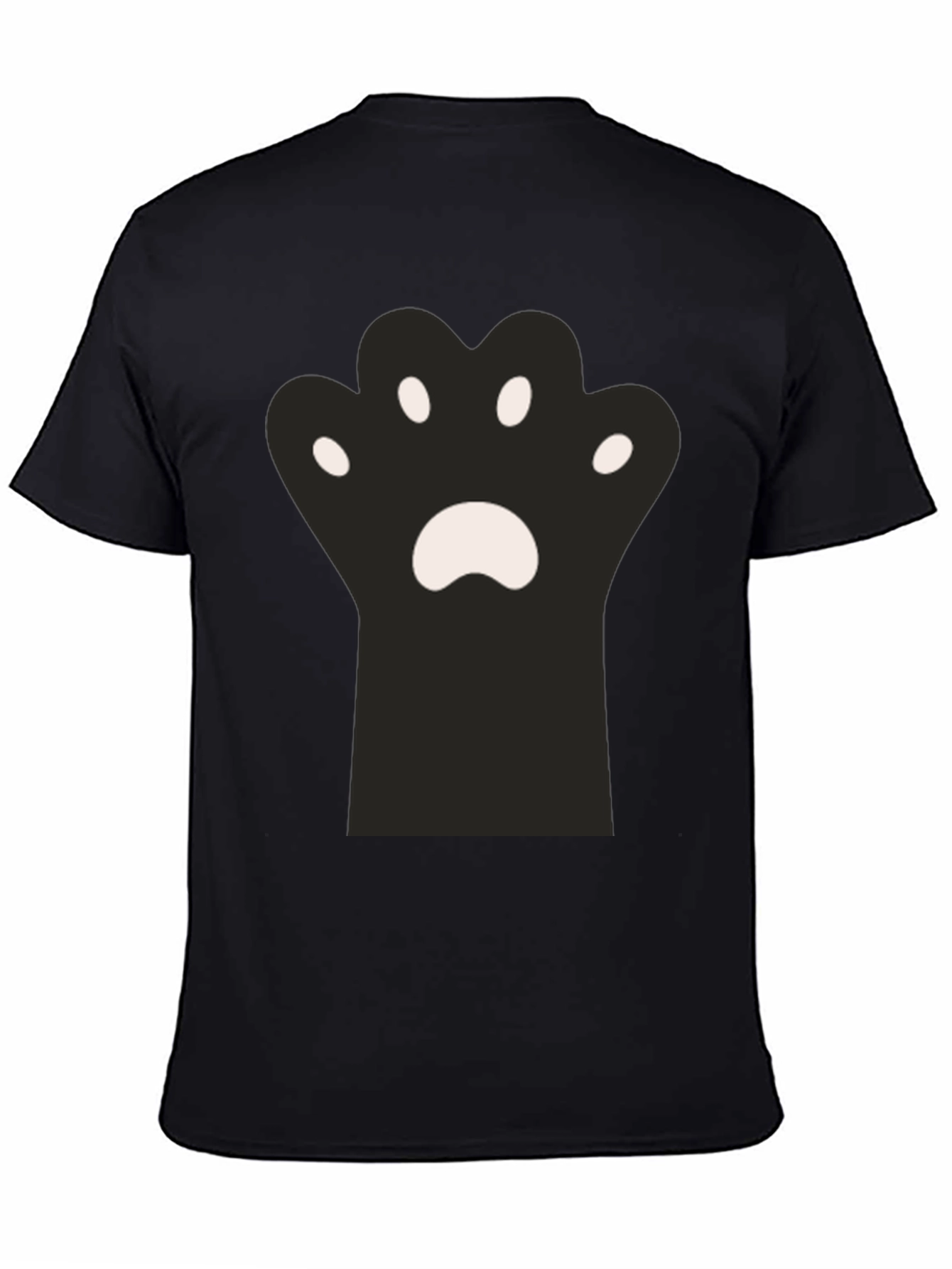 Cute Cat Paw Print Black T-Shirt