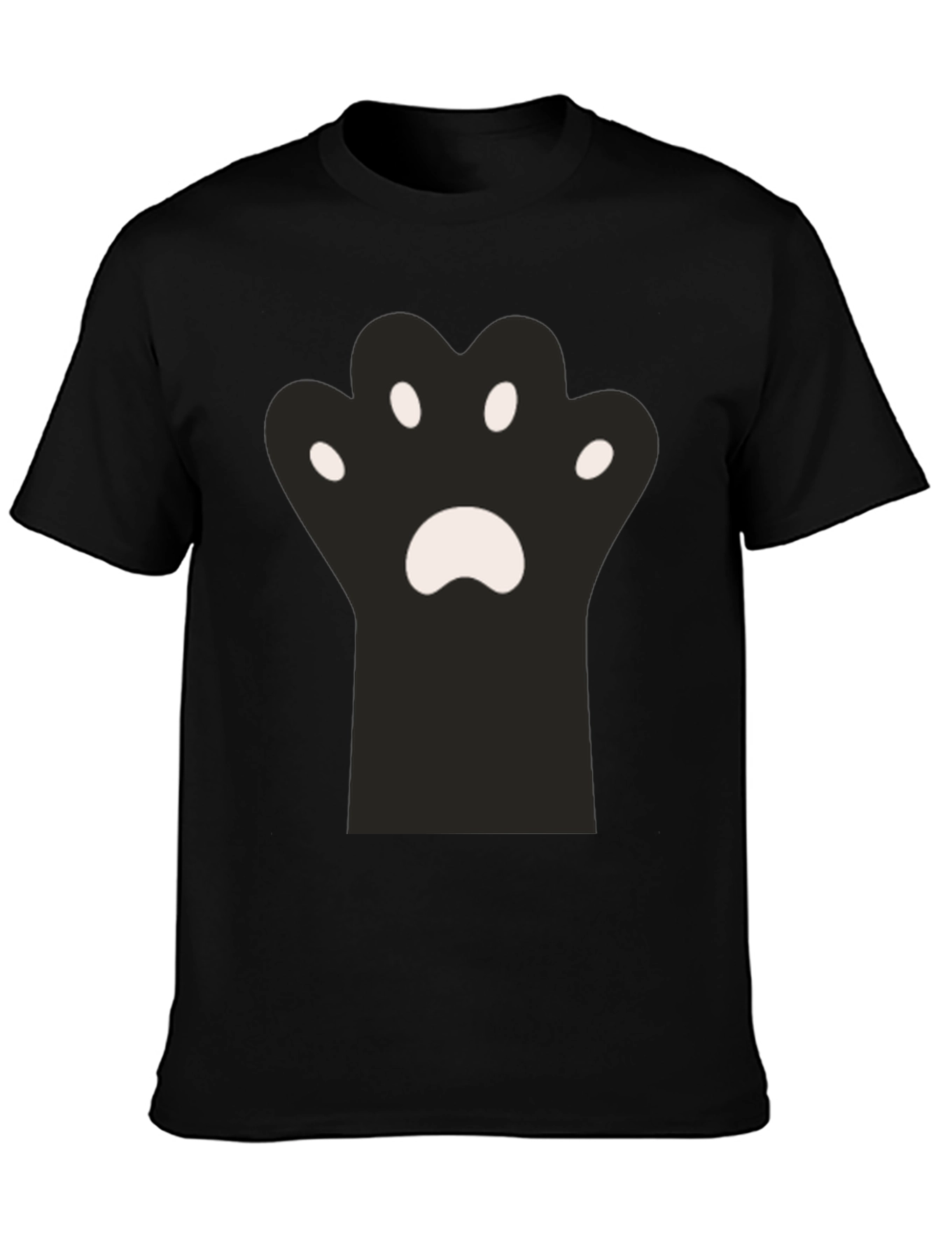 Cute Cat Paw Print Black T-Shirt