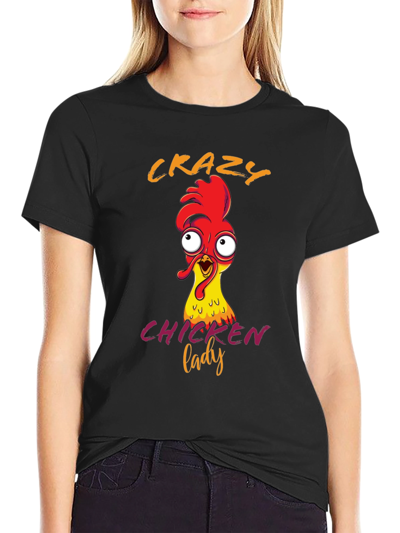 Crazy Chicken Lady Graphic T-Shirt