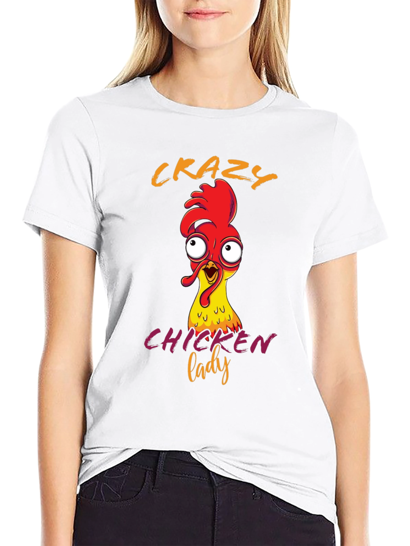 Crazy Chicken Lady Graphic T-Shirt