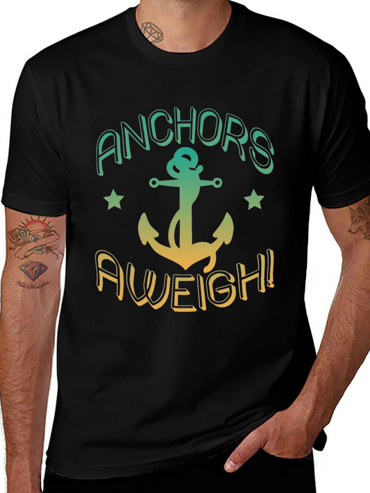 Anchors Aweigh! Black T-Shirt - Nautical Design