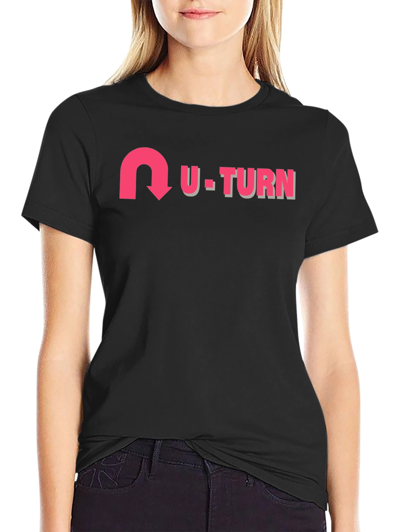 U-Turn Graphic Print Black T-Shirt