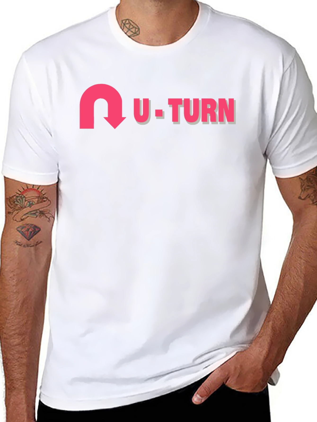 U-Turn Graphic Print Black T-Shirt