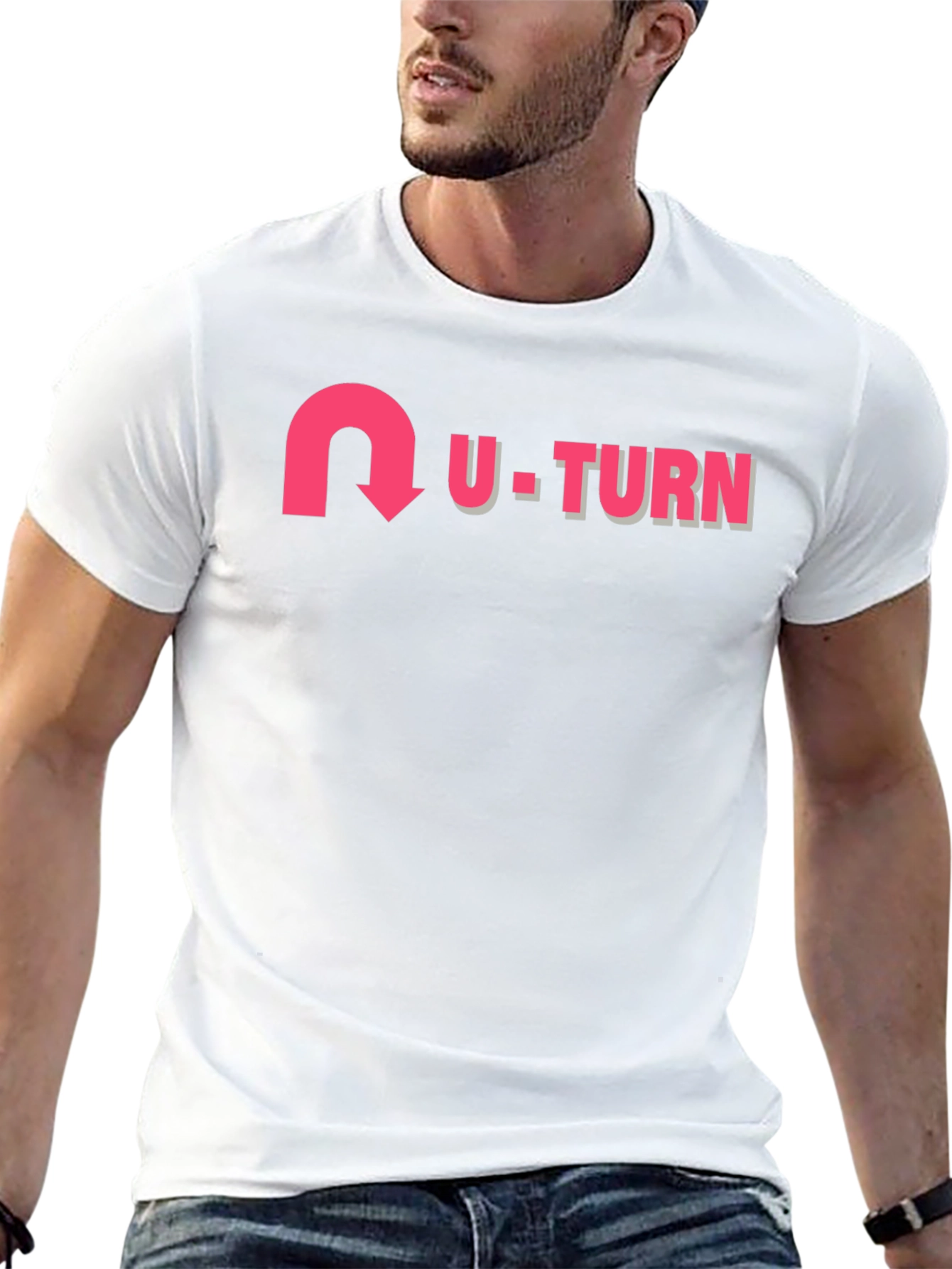 U-Turn Graphic Print Black T-Shirt