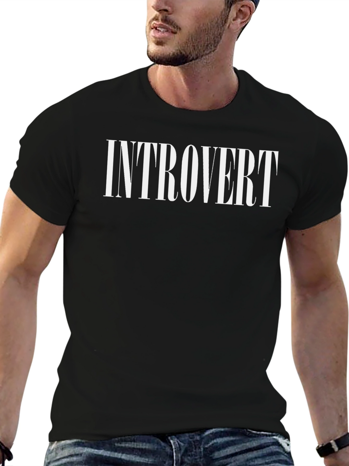 Introvert Graphic Tee - Black Cotton Comfort