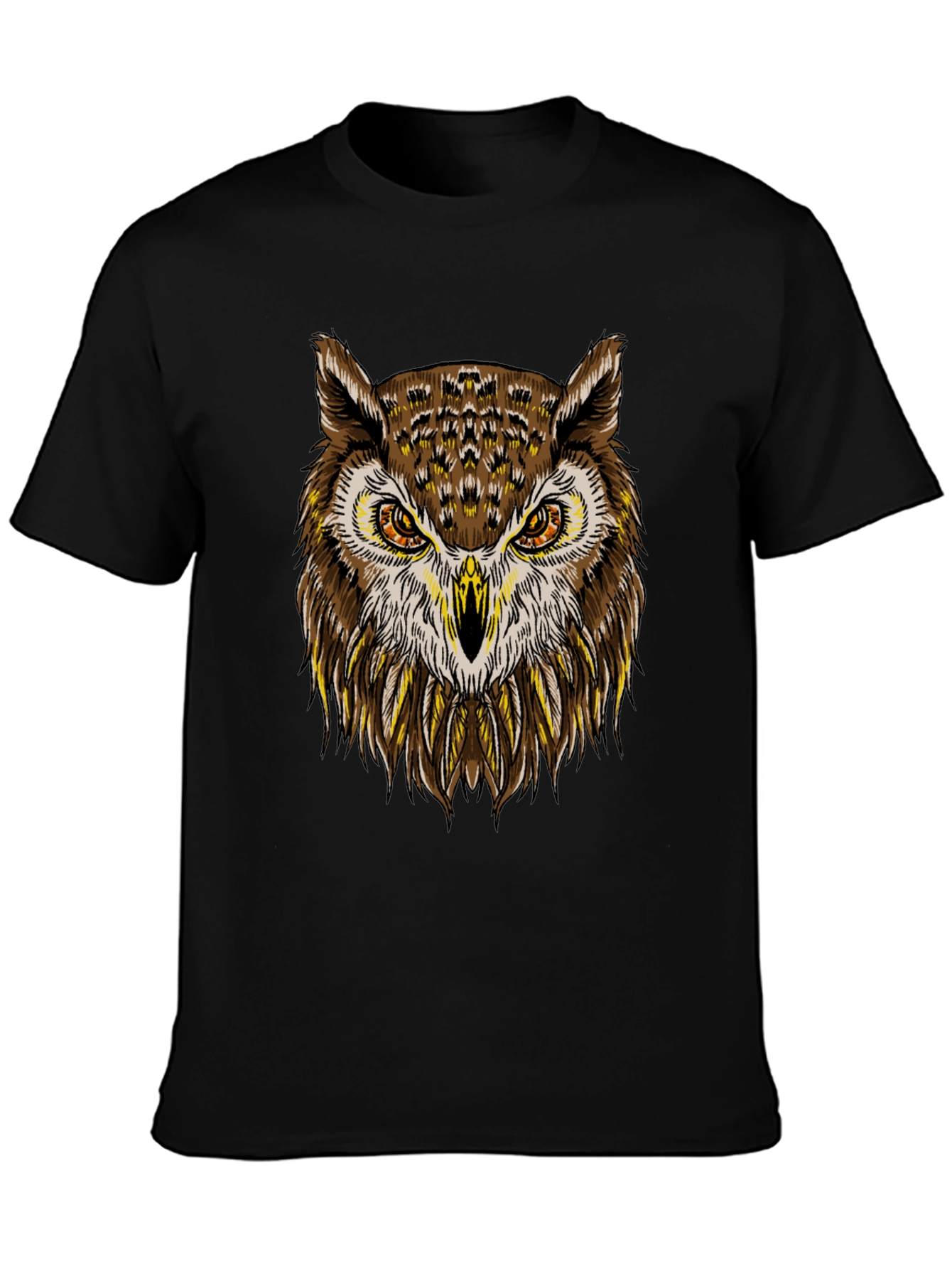 Cool Owl Graphic Print Crew Neck T-Shirt